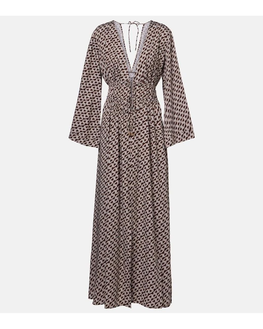 Melissa Odabash Brown Maja Printed Kaftan