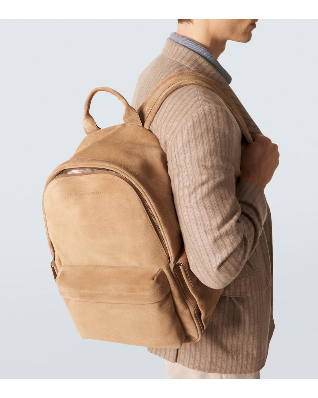 Brunello Cucinelli Rucksack Aus Veloursleder in Natural für Herren