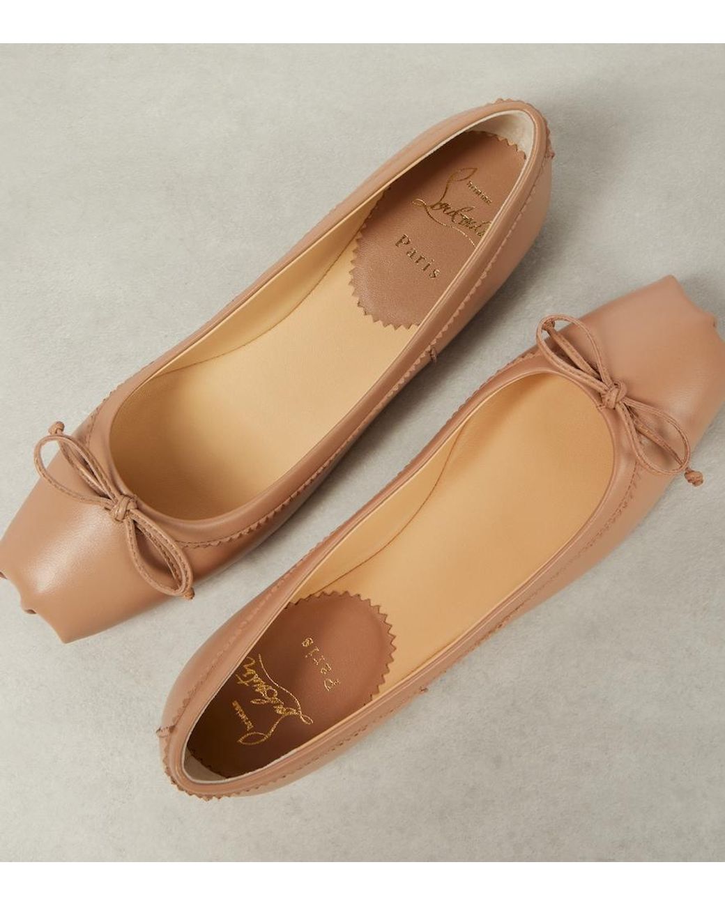 Christian Louboutin Brown Mamadrague Bow-Embellished Leather Flats