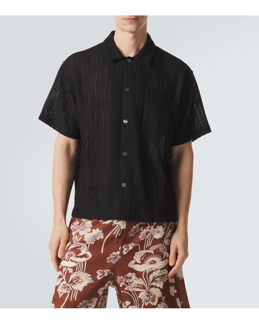 FRAME Black Crochet Shirt for men
