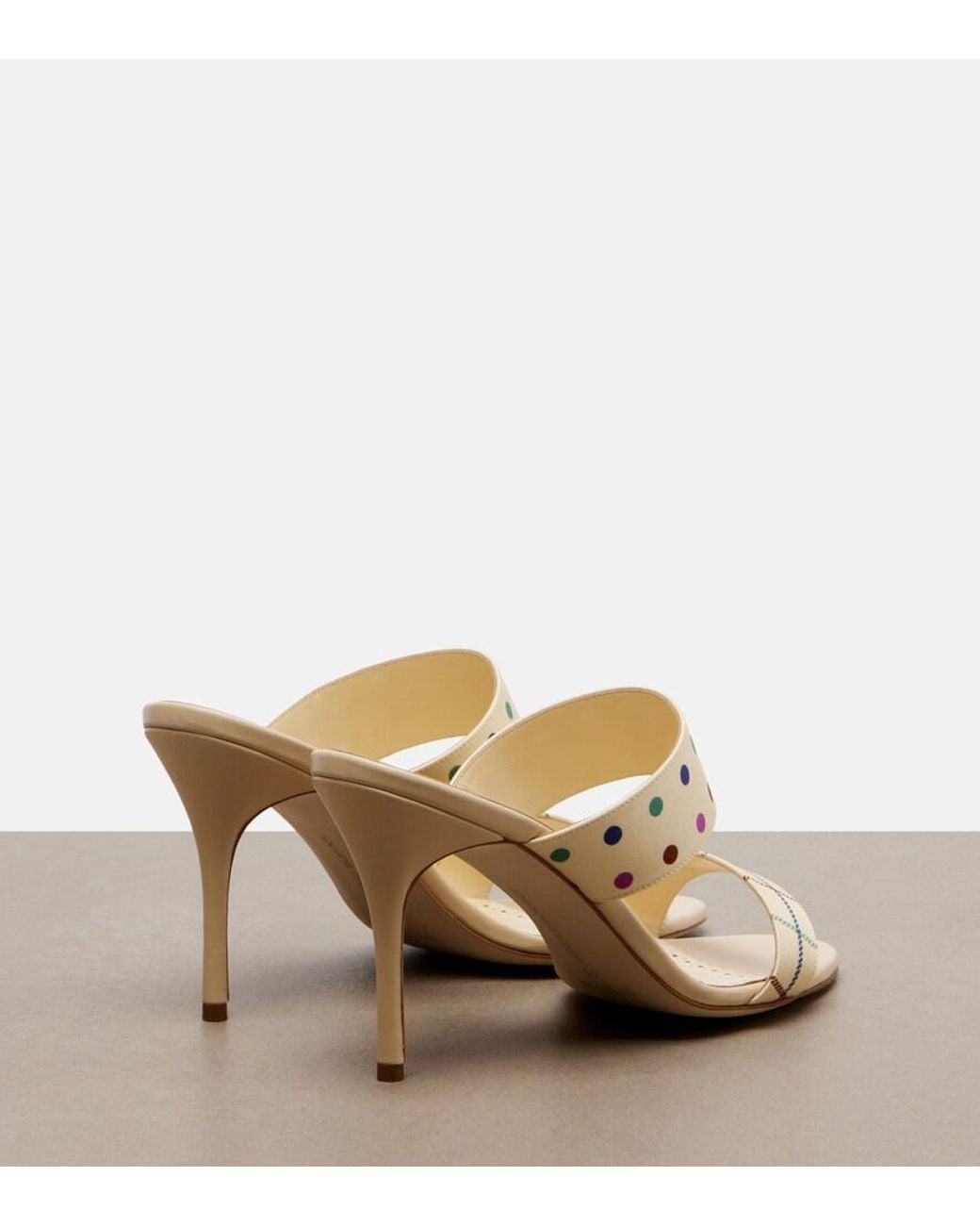 Manolo Blahnik Metallic Ralotapla Printed Satin Mules