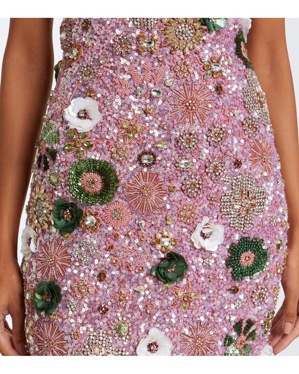 Rachel Gilbert Pink Francesca Floral-Applique Corset Dress