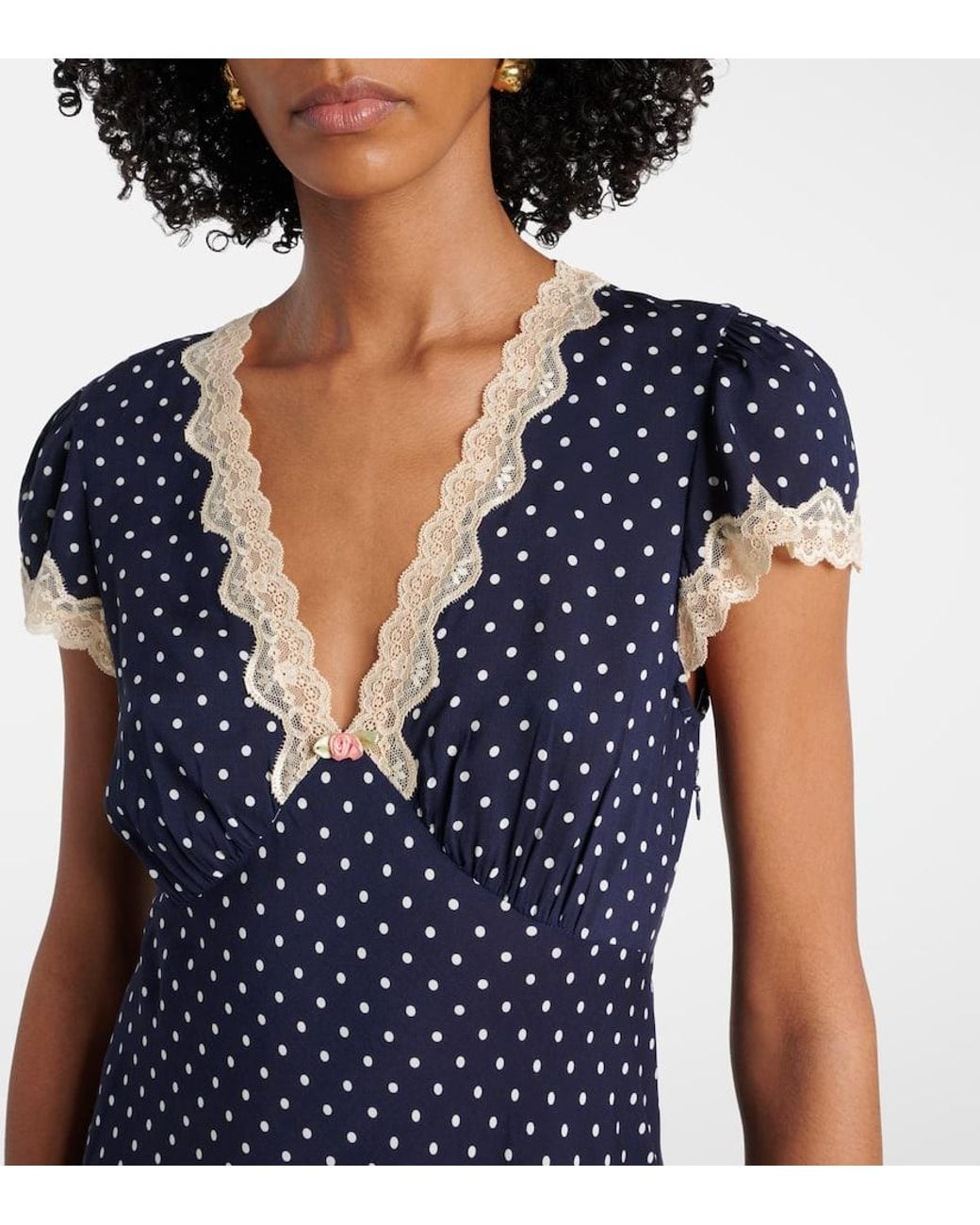 RIXO London Clarice Polka-Dot Maxi Dress in Blue | Lyst RIXO London Clarice Polka-Dot Maxi Dress in Blue | Lyst