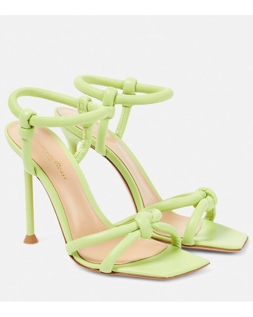 Gianvito Rossi Green Juno Leather Sandals