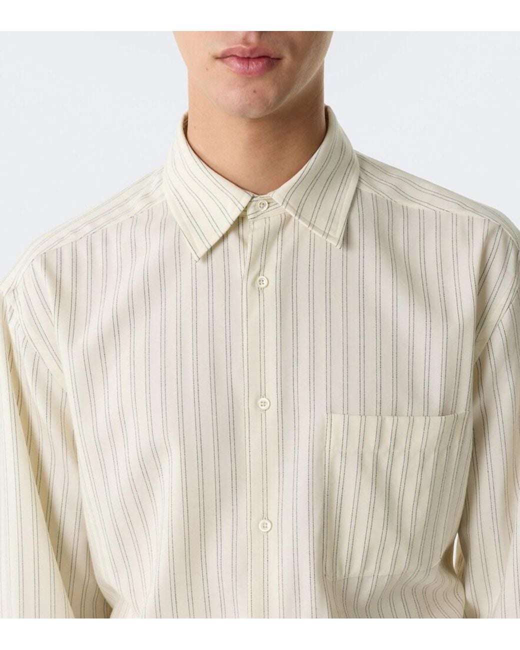 The Row White Uday Striped Cotton Poplin Shirt for men