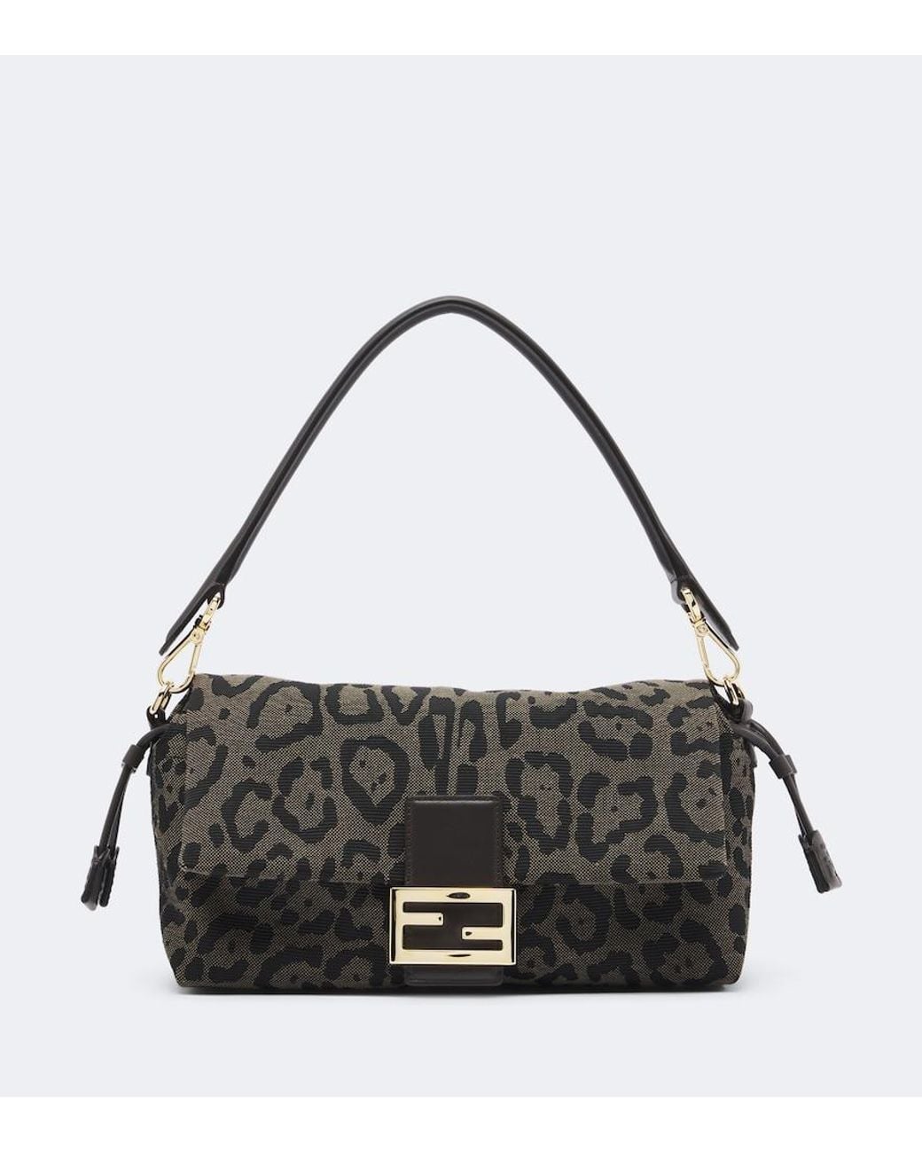 Fendi Black Baguette Soft Medium Jacquard Shoulder Bag