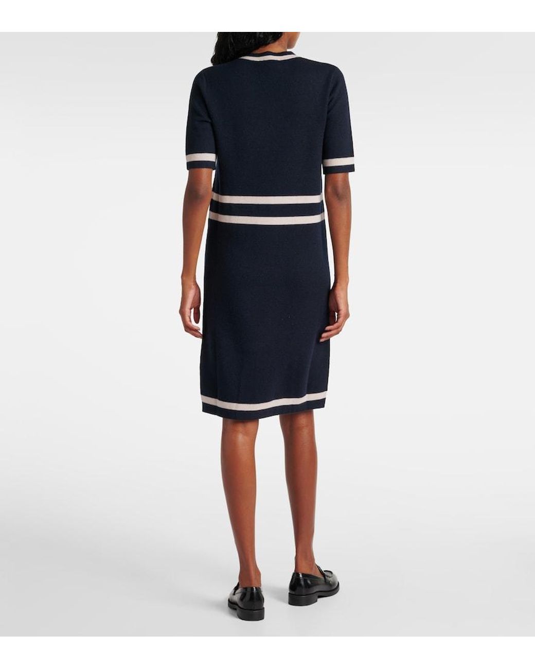 Max Mara Blue Wool-Blend Midi Dress