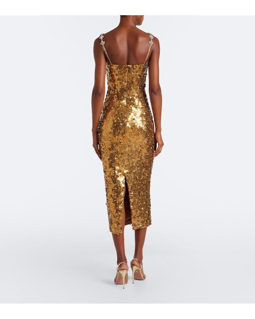 Rachel Gilbert Metallic Karter Sequined Cocktail Dress