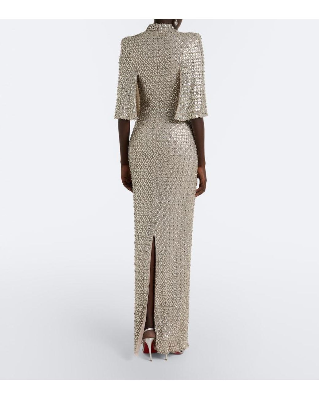Jenny Packham White Sedona Embellished Mesh Gown