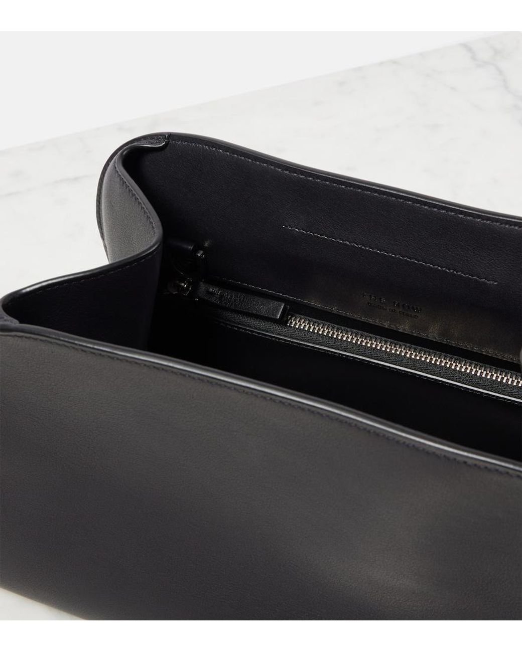 The Row Black Peggy Small Leather Shoulder Bag