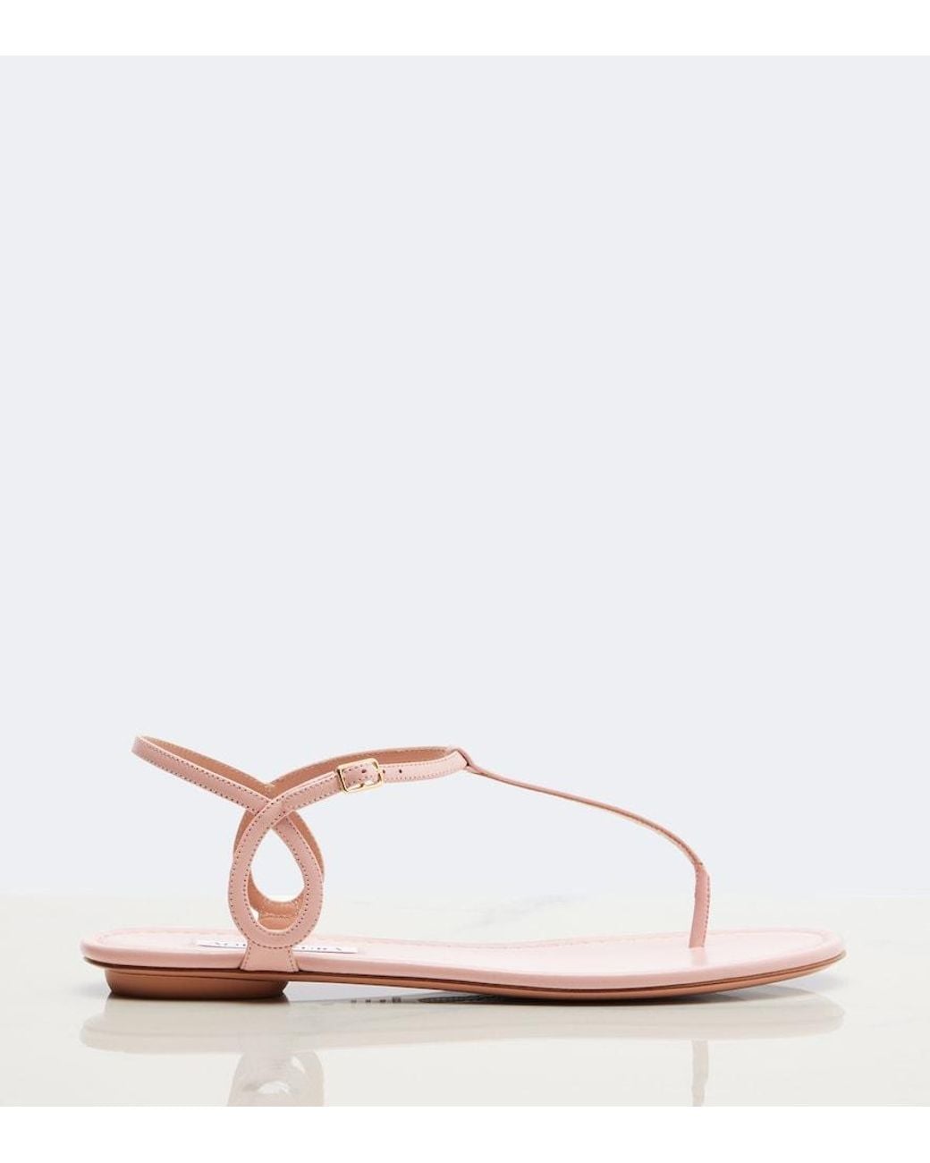 Aquazzura Pink Almost Bare Leather Thong Sandals