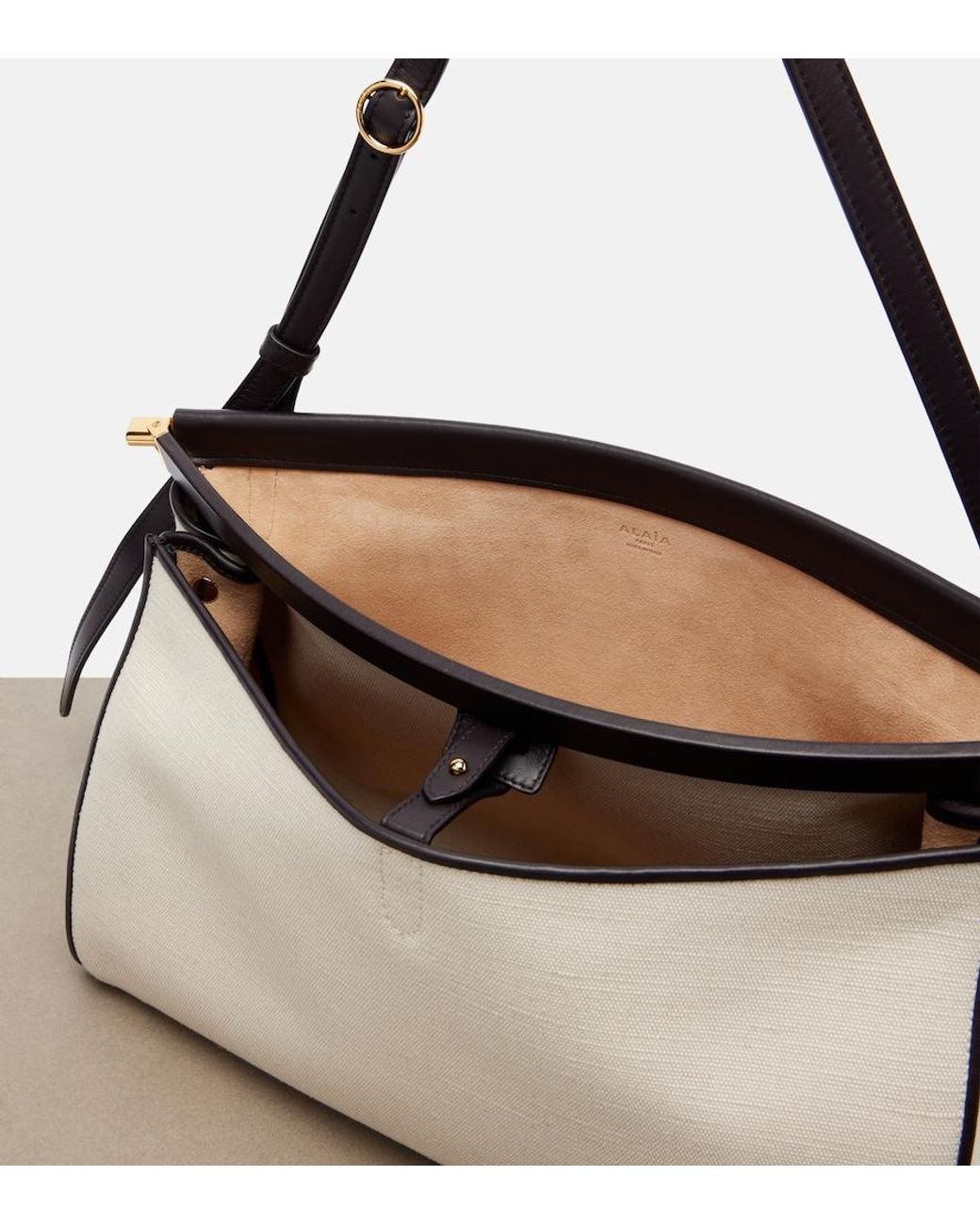 Alaïa Natural Le Click Pocket Large Canvas Shoulder Bag