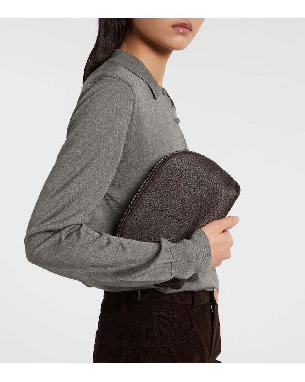 The Row Black Agnes Leather Pouch