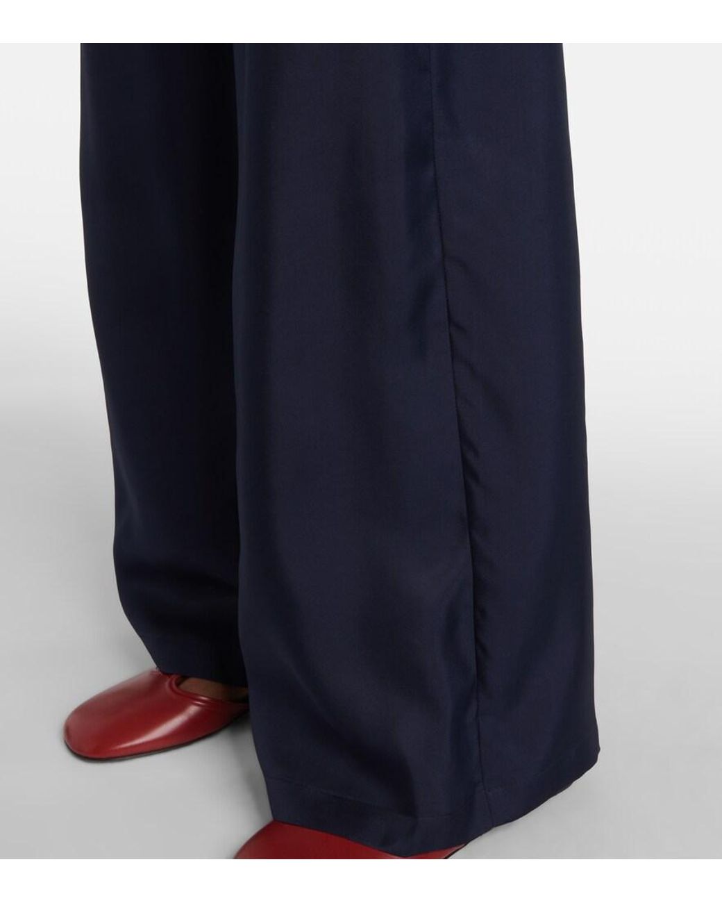 Asceno Blue Isola Silk Wide-Leg Pants