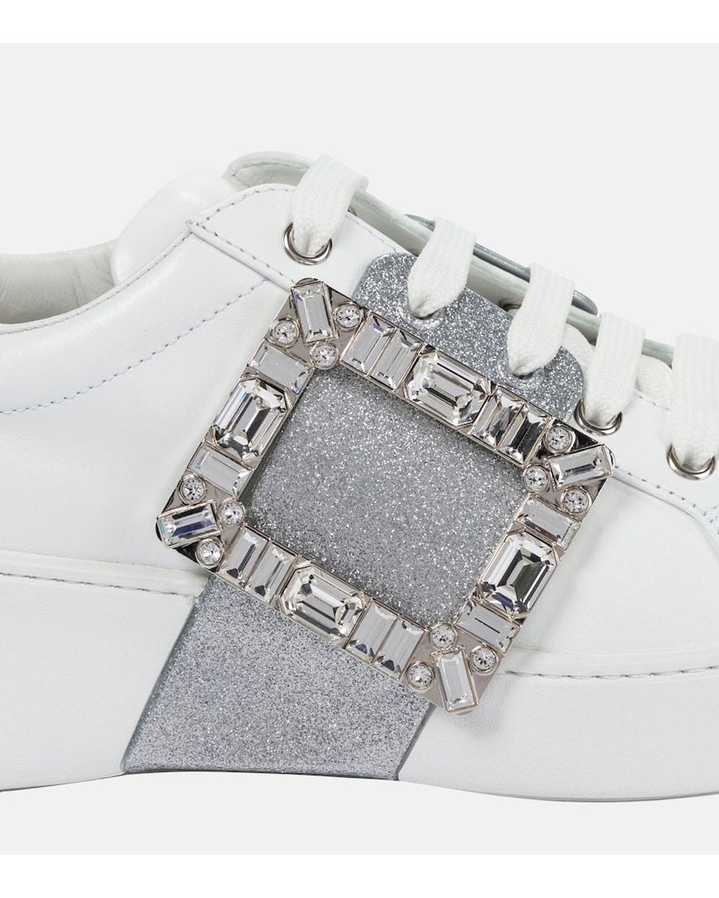 Roger Vivier White Viv' Skate Leather Sneakers