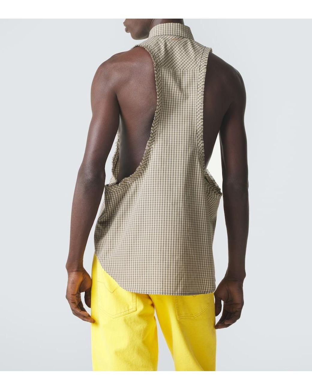 Versace Gray Checked Cotton Shirt for men