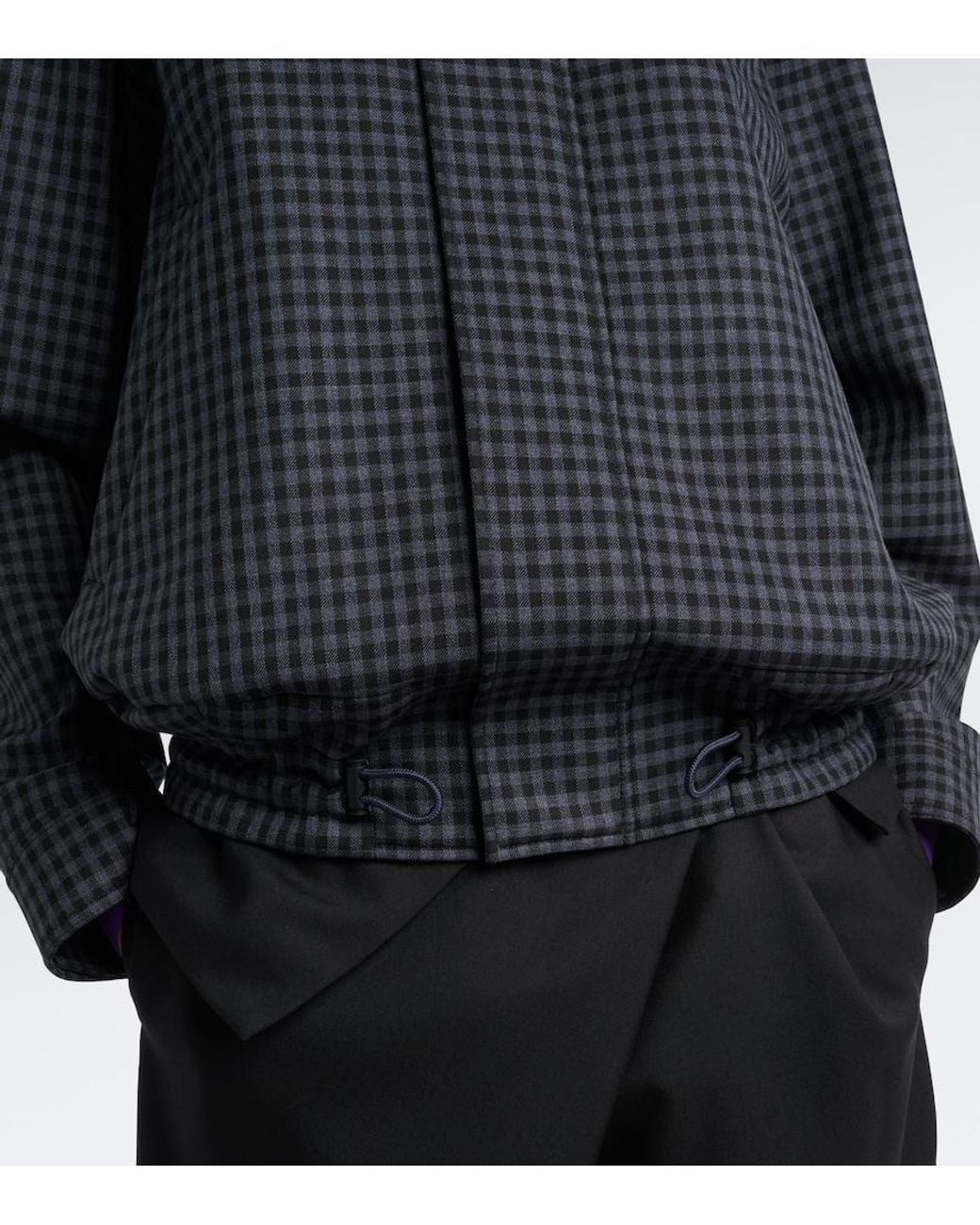 Loewe Black Gingham Wool-Blend Blouson Jacket
