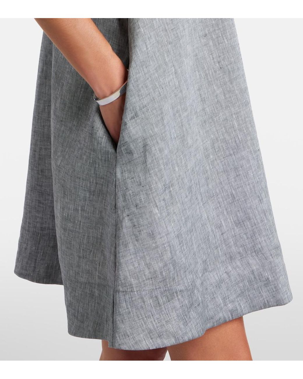 Asceno Gray Sicily Linen Minidress