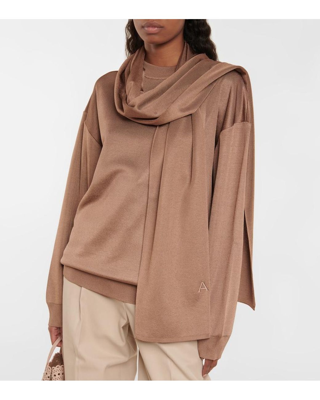 Alaïa Brown Alaia Embroidered Scarf