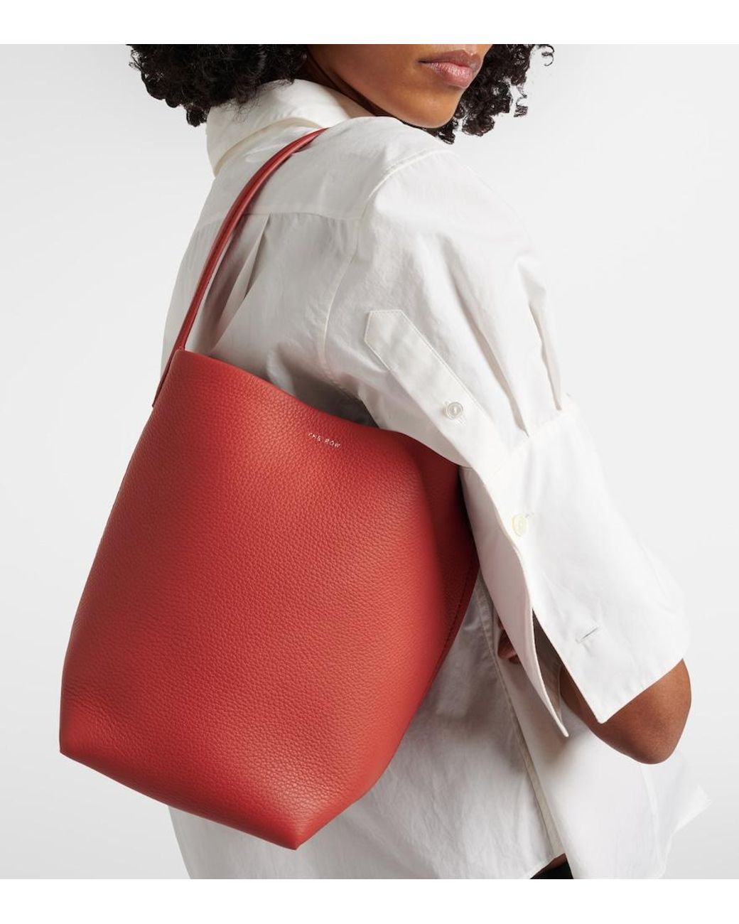 The Row Red Tote Bag N/S Park Small Aus Leder