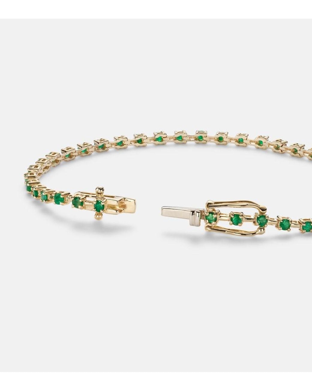 STONE AND STRAND Metallic Emerald Ace 14Kt Tennis Bracelet With Emeralds