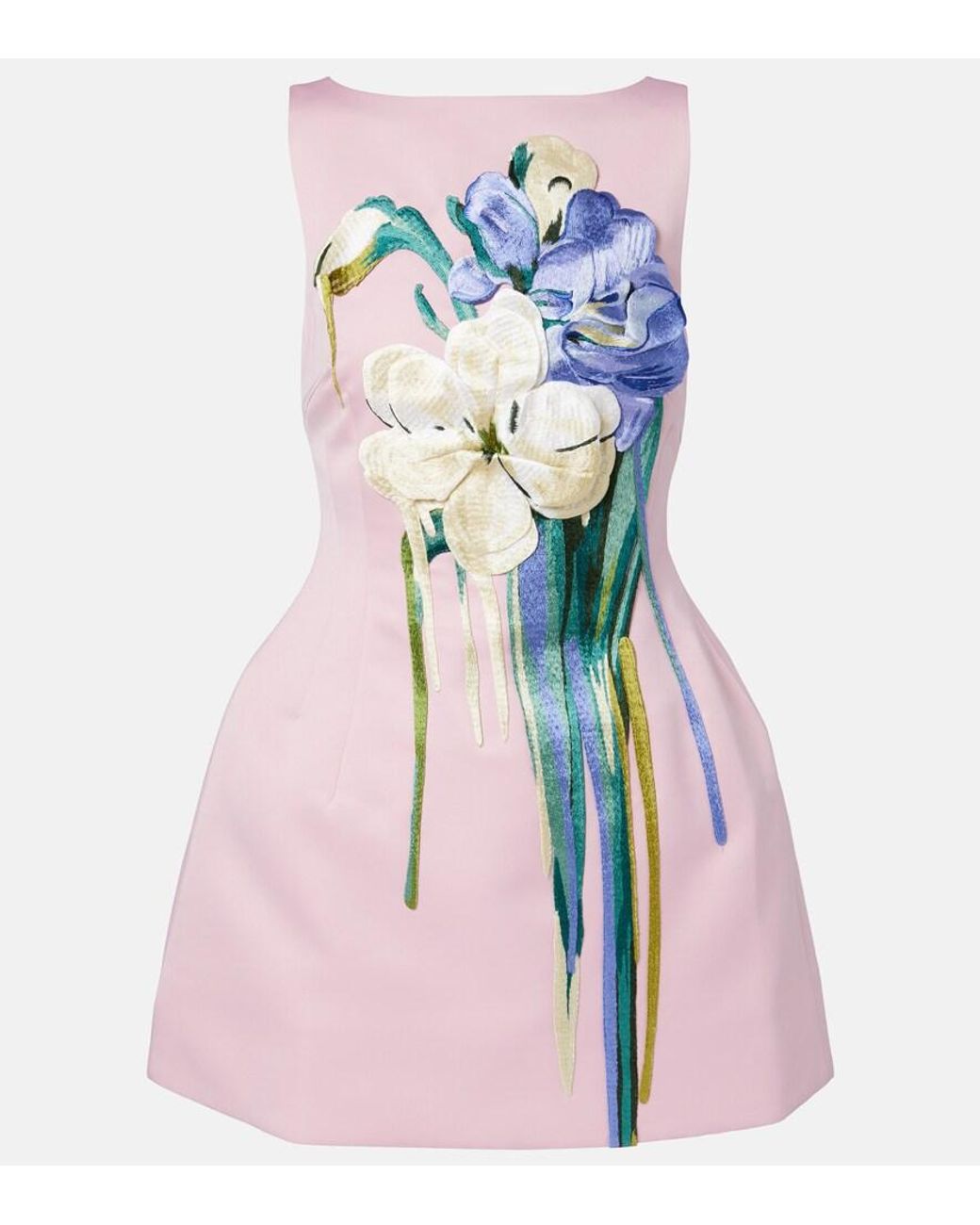 LEO LIN Pink Ali Floral-Applique Minidress