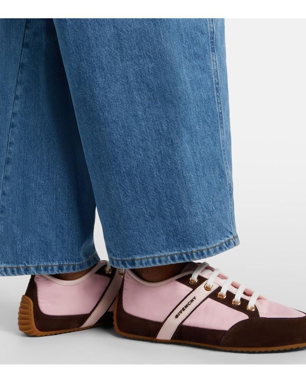Givenchy Pink Slim Suede-Trimmed Sneakers