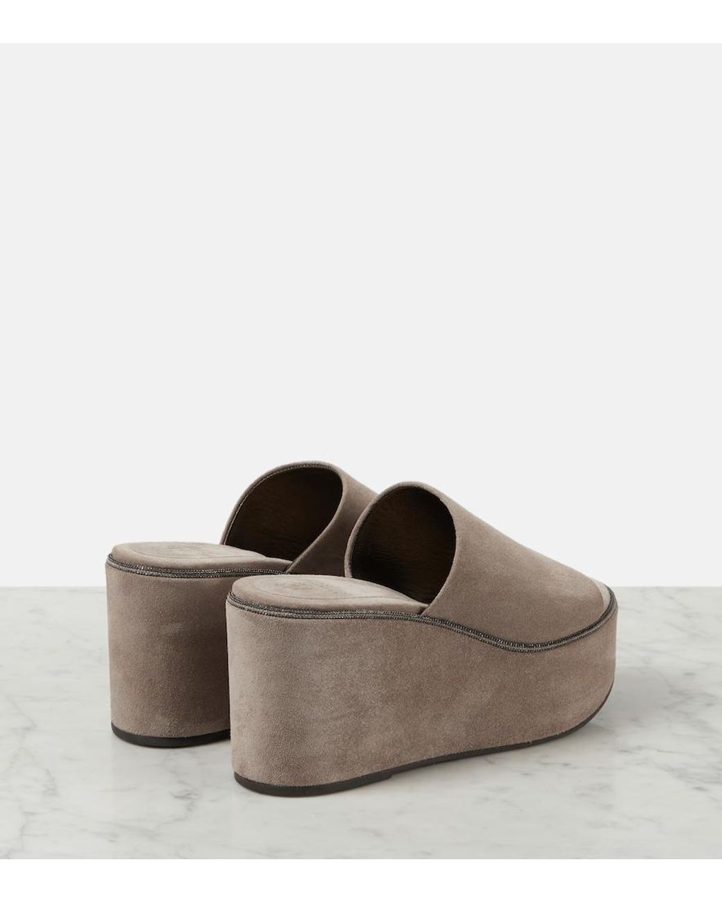 Brunello Cucinelli Gray Classic High Mule