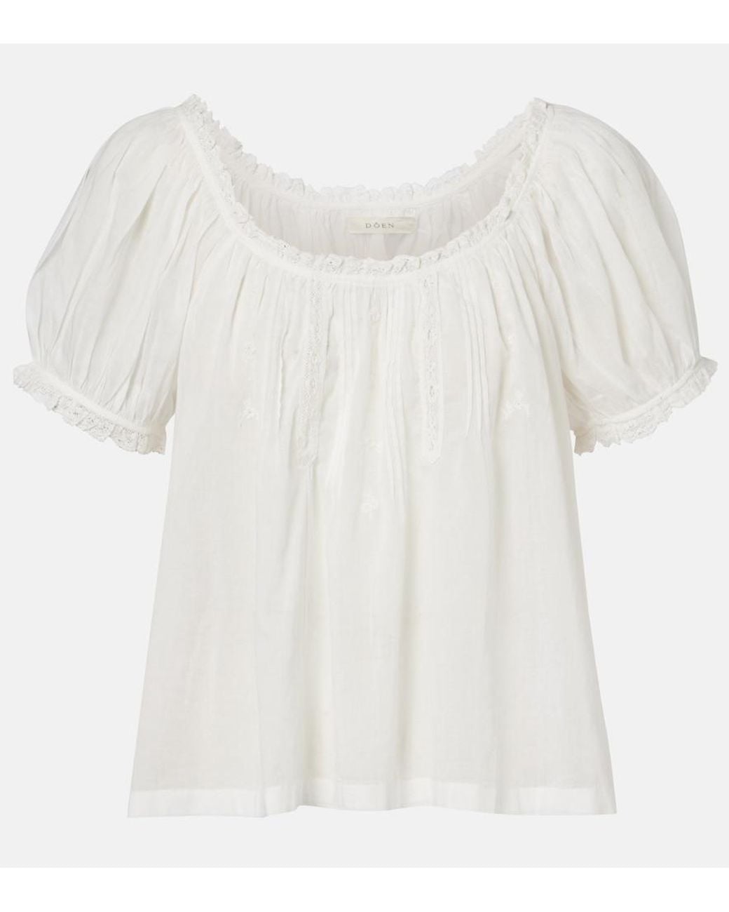Doen White Frederica Cotton Voile Top