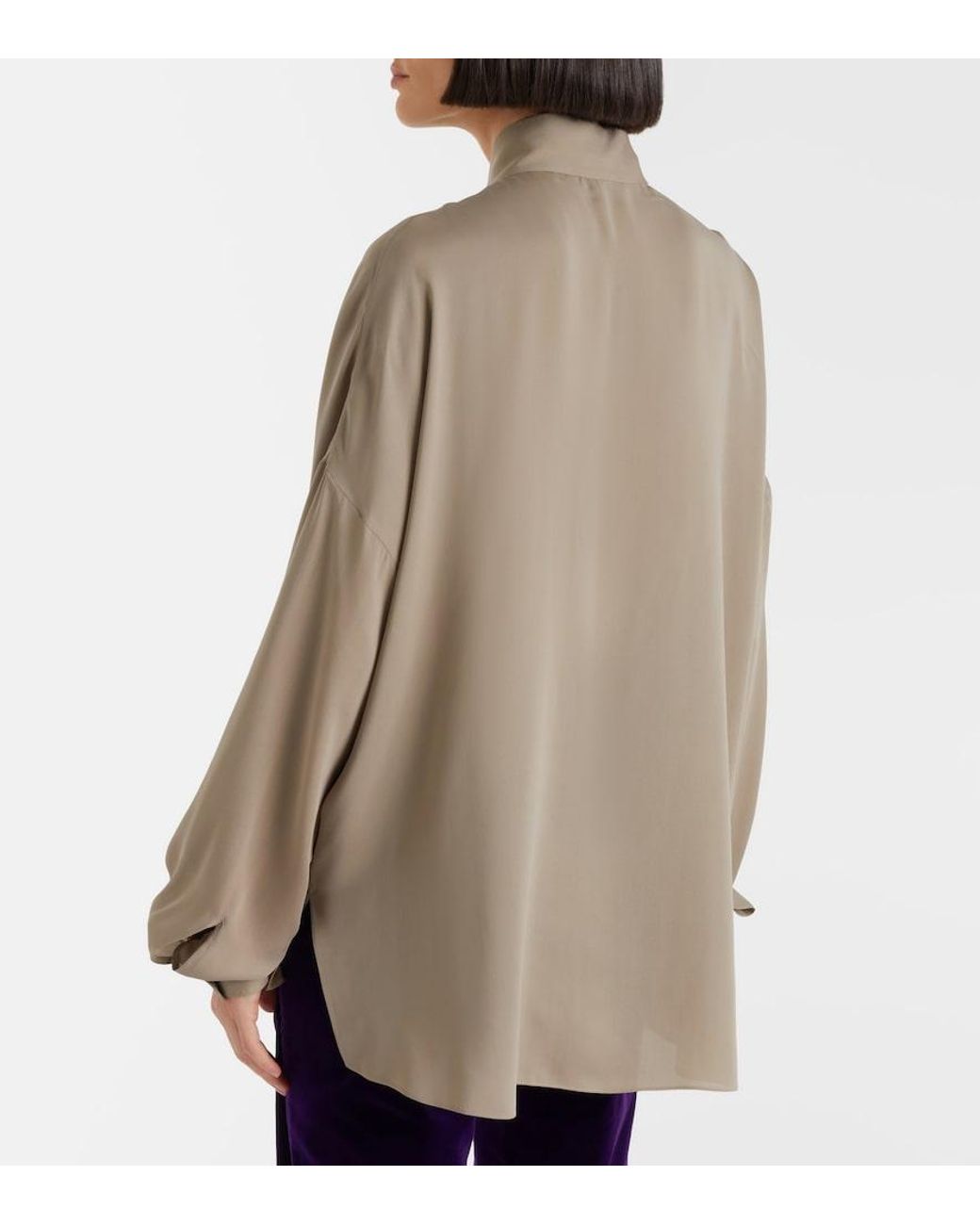 Tom Ford Brown Tie-Neck Silk Georgette Blouse