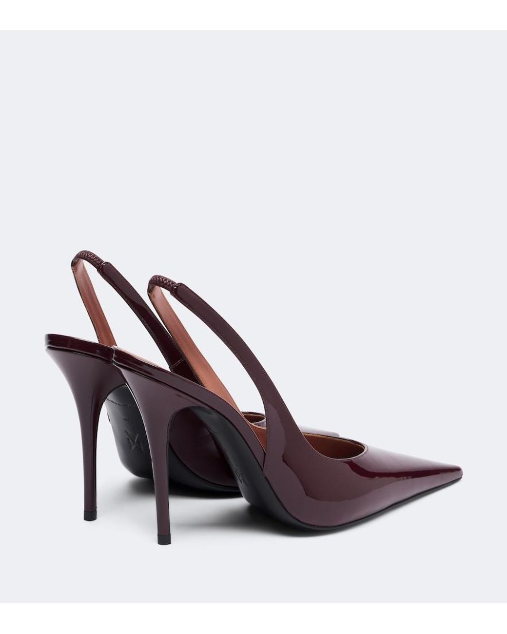 AMINA MUADDI Brown Anok Patent Leather Slingback Pumps