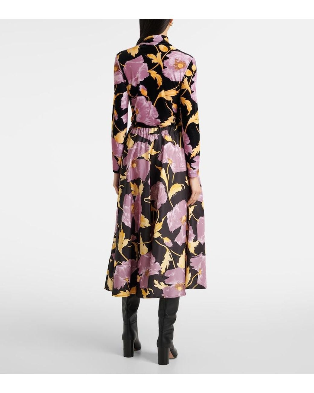 LaDoubleJ Multicolor Floral Faille Midi Skirt