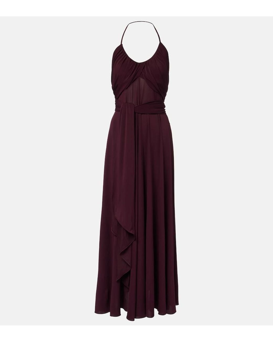 Alaïa Purple Draped Halterneck Jersey Maxi Dress
