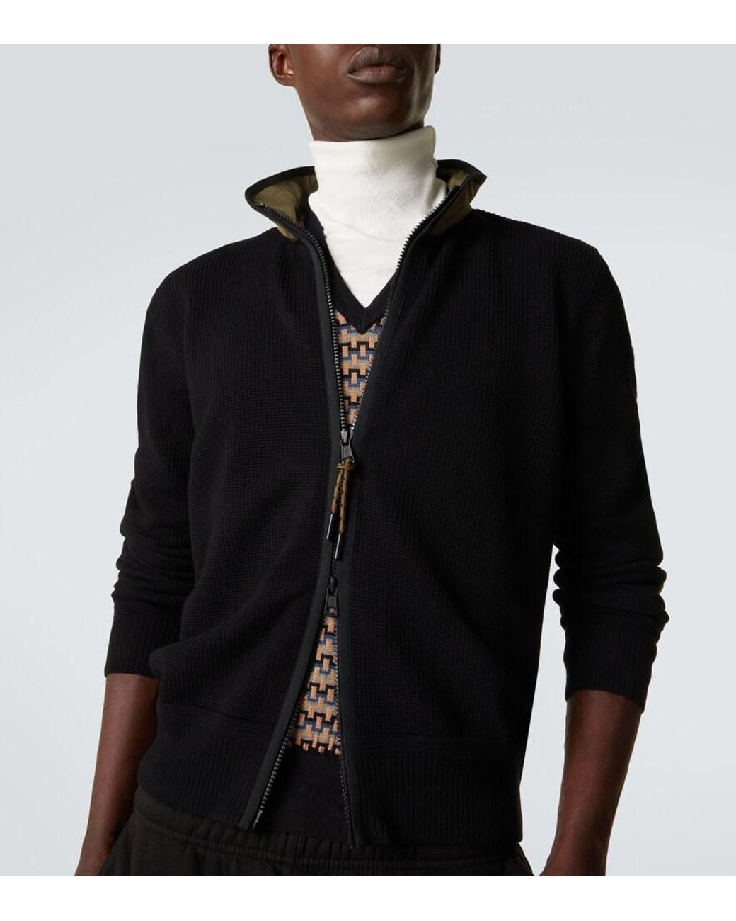 Moncler Black Archivio Waffle-Knit Cotton Jacket for men