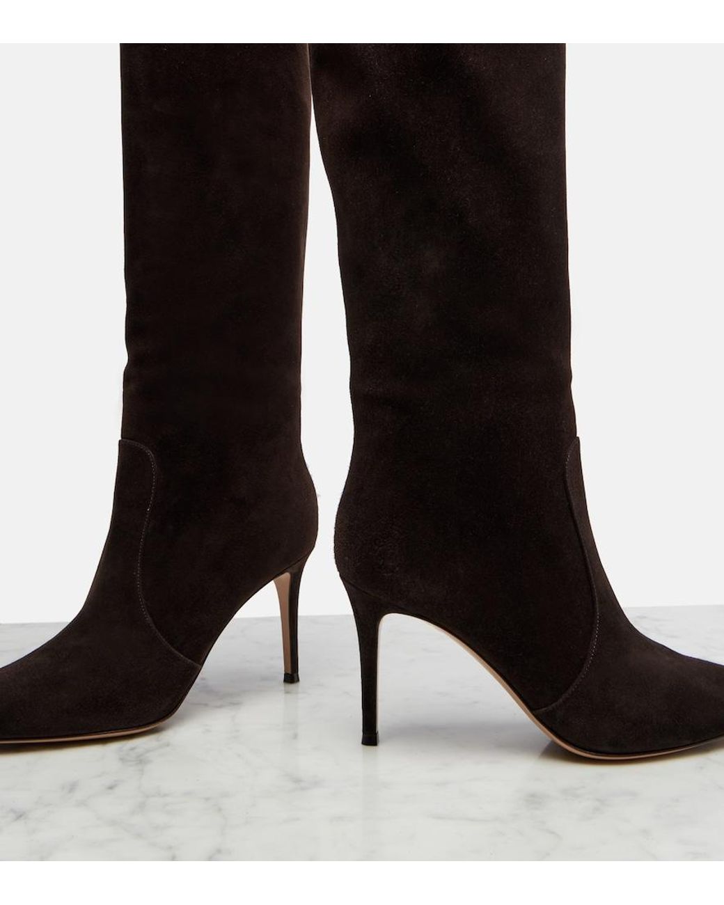 Gianvito Rossi Black Hansen Suede Knee-High Boots