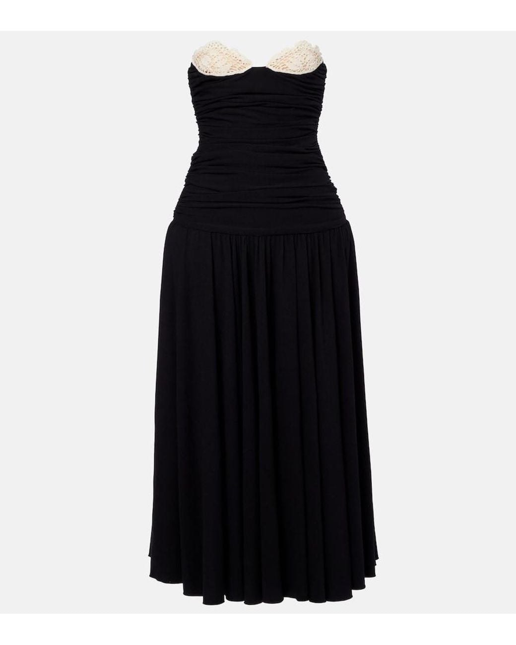 Magda Butrym Black Crochet-Trimmed Jersey Cocktail Dress