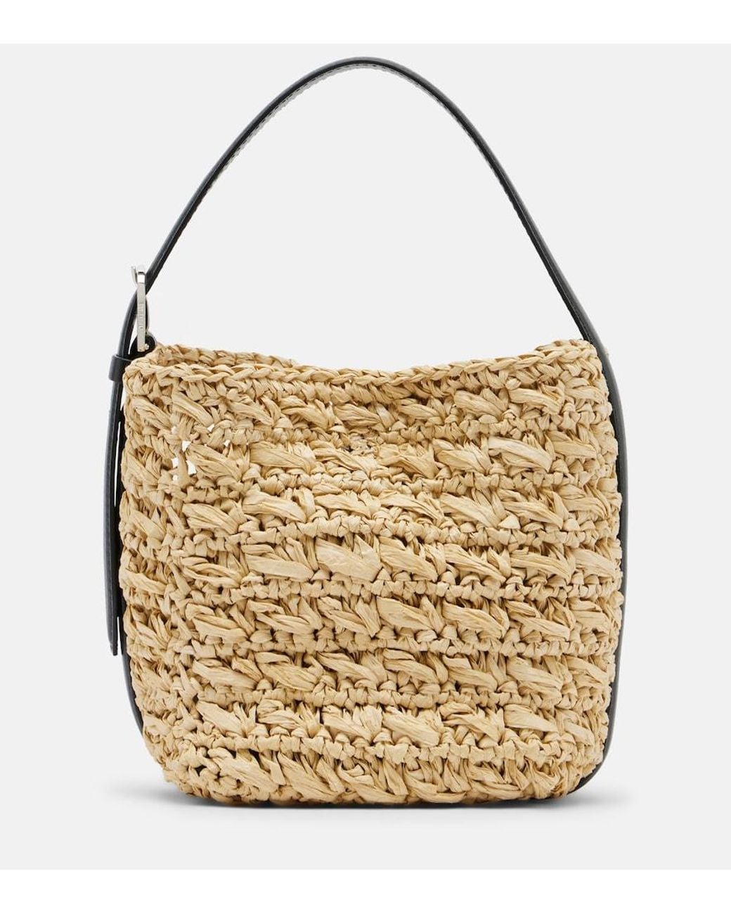 Totême Metallic Belted Small Raffia Top-Handle Bag