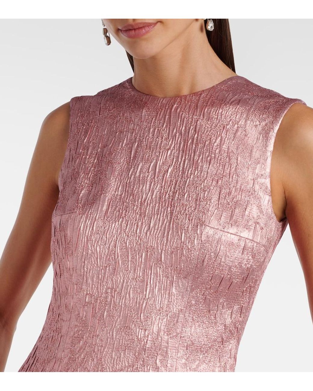 Emilia Wickstead Pink Nodin Open-Back Cloque Gown