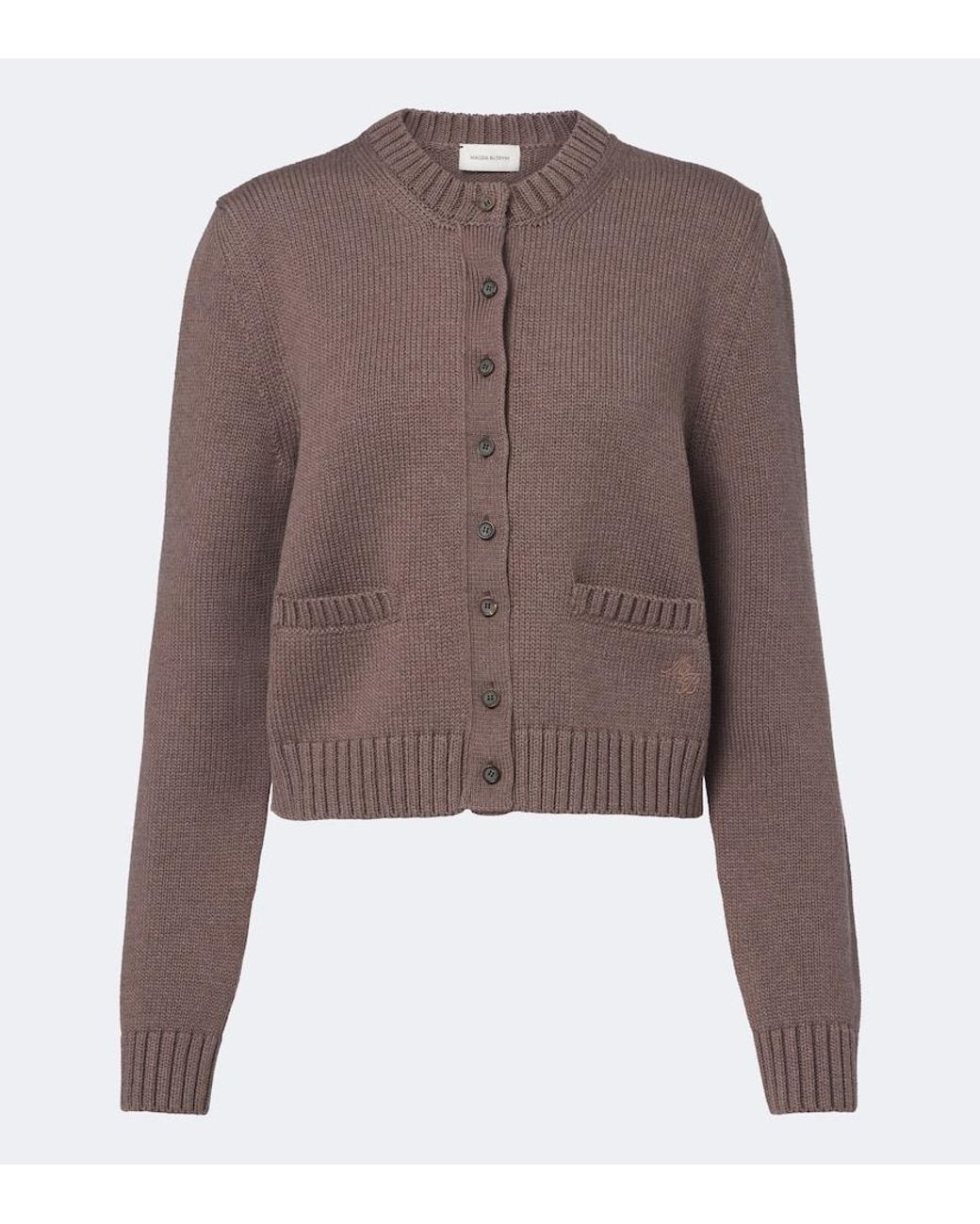 Magda Butrym Brown Ribbed-Knit Cotton Cardigan