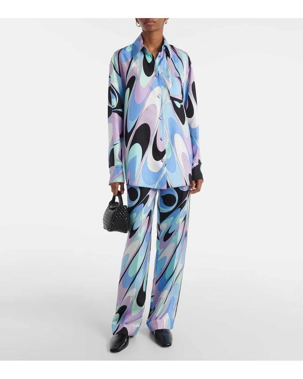 Emilio Pucci Blue Silk Printed Shirt
