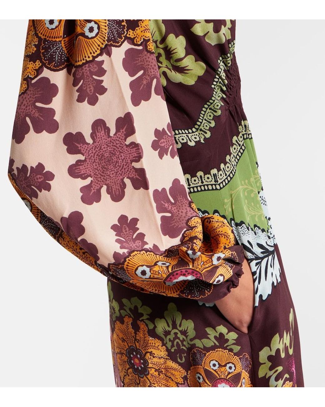 LaDoubleJ Brown Printed Silk Maxi Dress