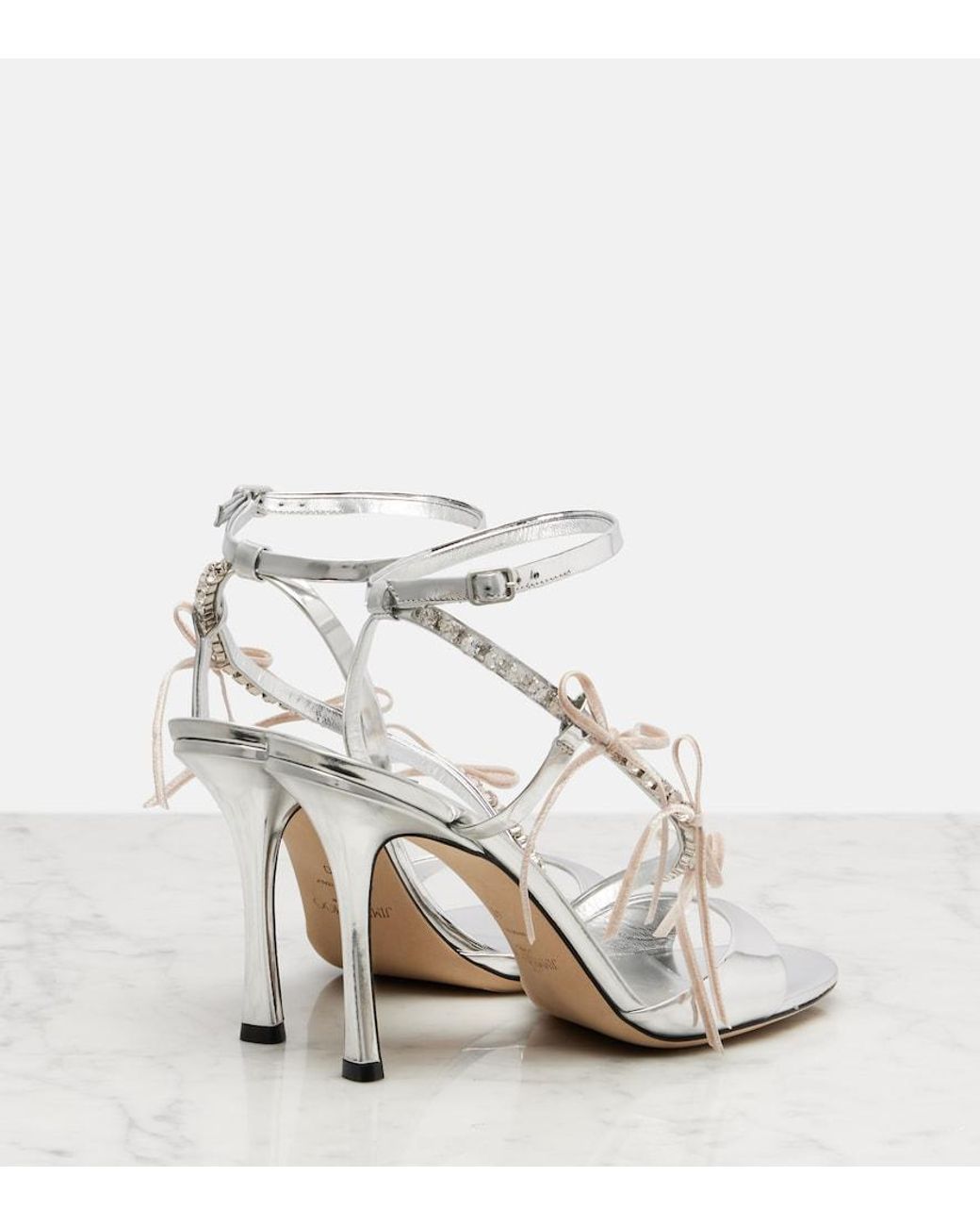 Jimmy Choo White Lula 100 Metallic Leather Sandals