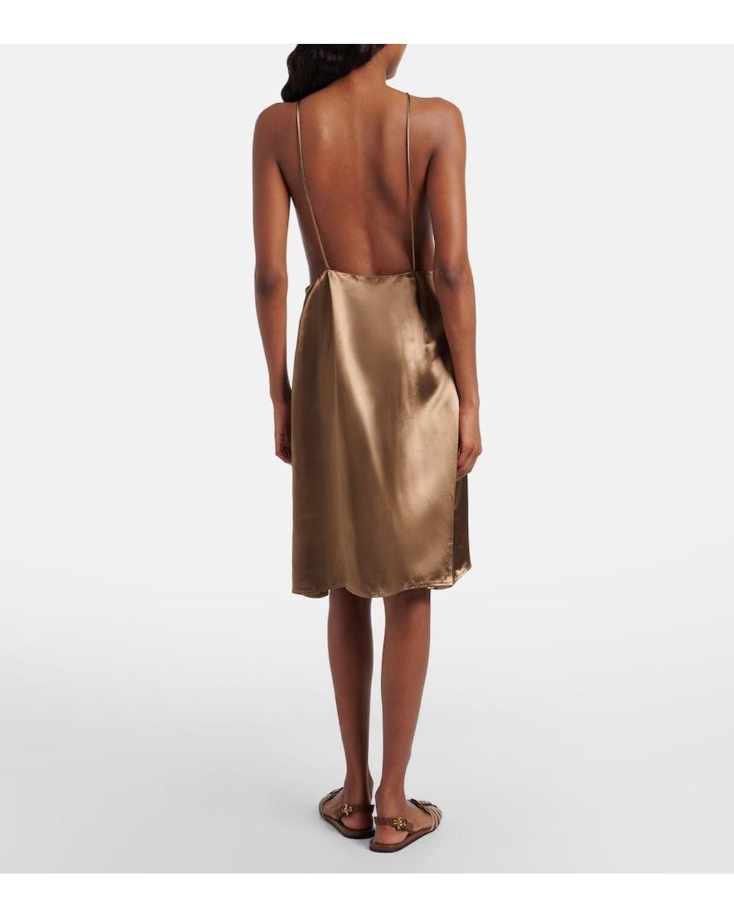 Miu Miu Brown Open-Back Satin Minidress
