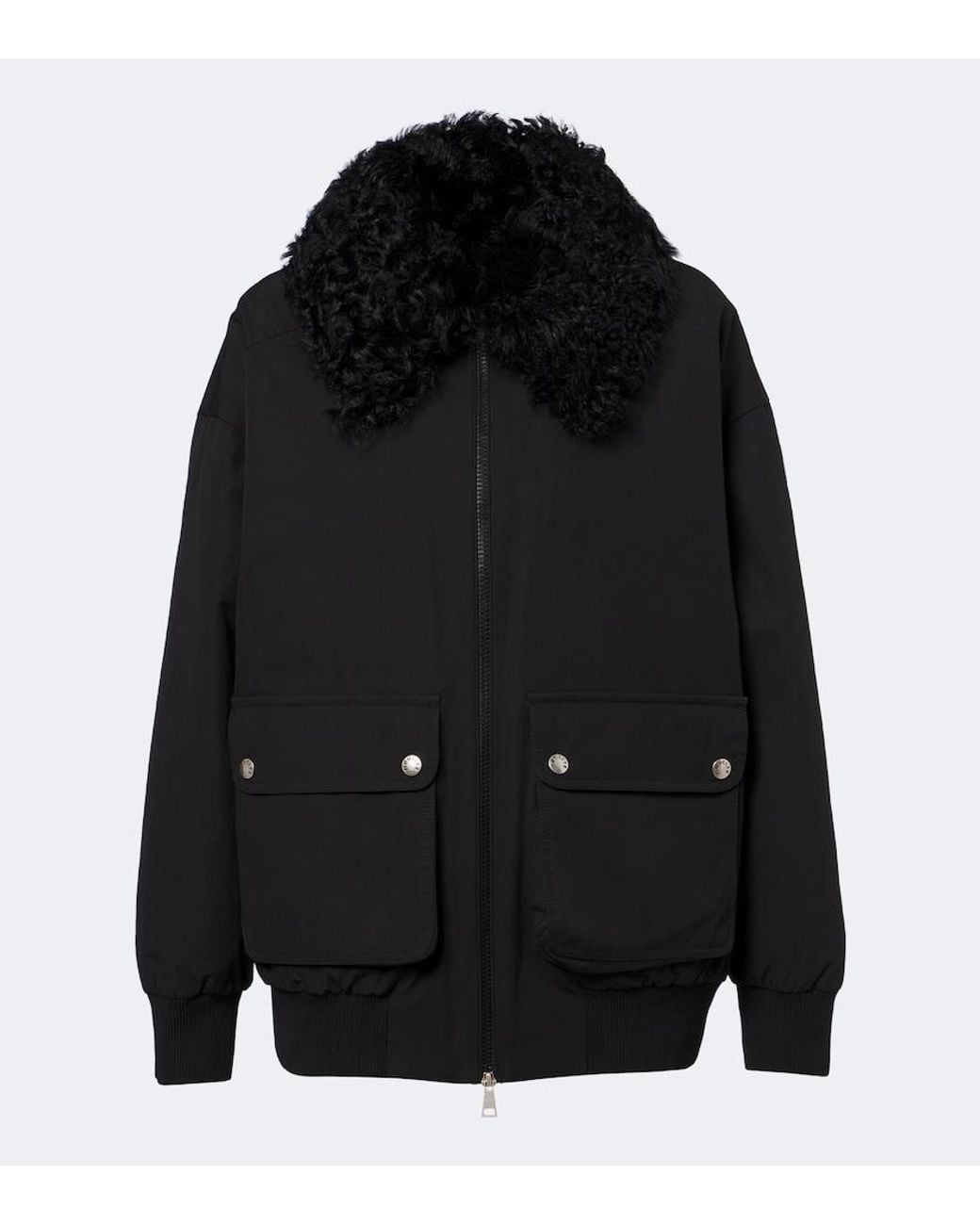 Moncler Black Rougequeue Shearling-Trimmed Down Jacket