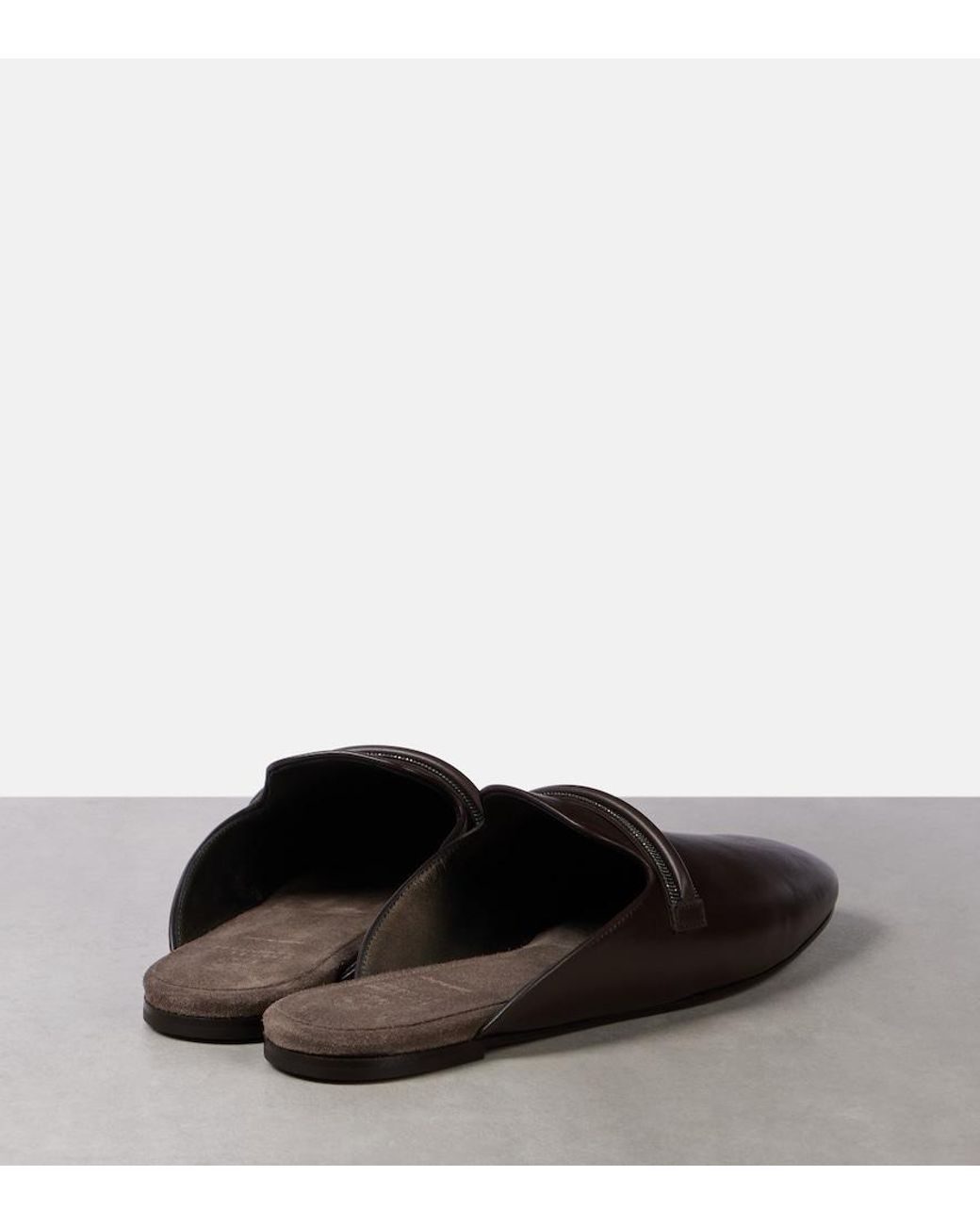 Brunello Cucinelli Brown Leather Mules