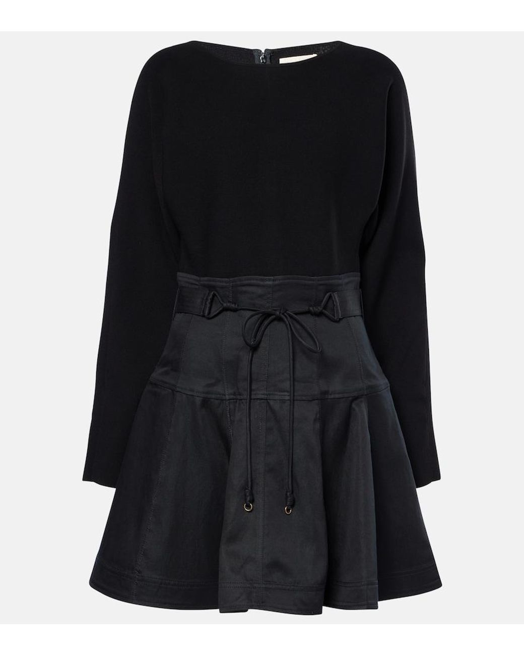 Ulla Johnson Black Aremi Twill-Trimmed Mini Dress