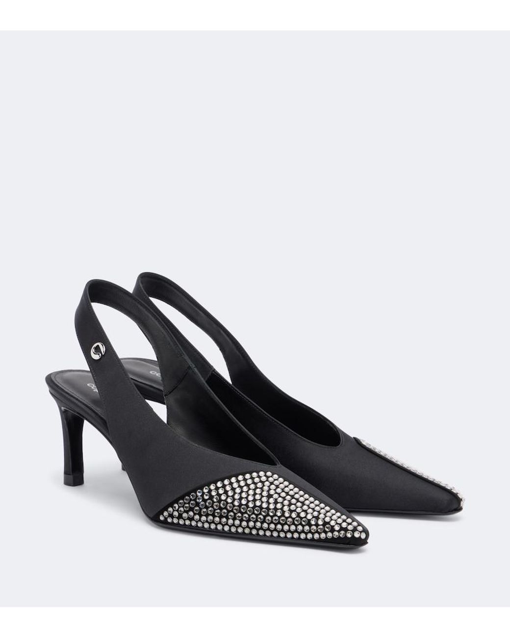 Coperni Blue Crystal-Embellished Satin Slingback Pumps