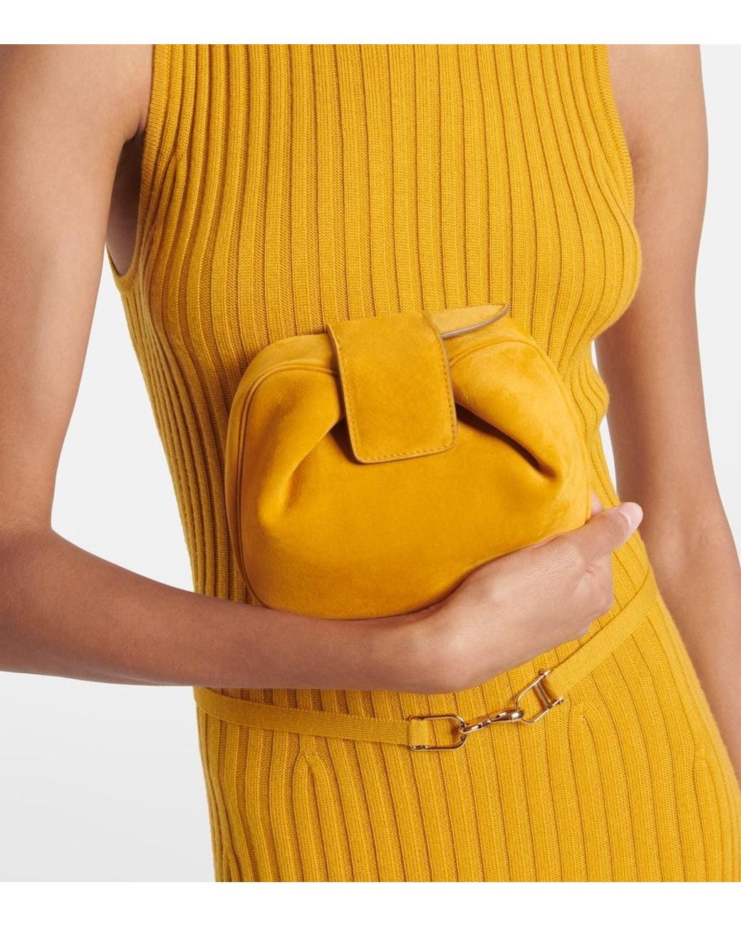 Gabriela Hearst Yellow Soft Demi Small Leather Clutch