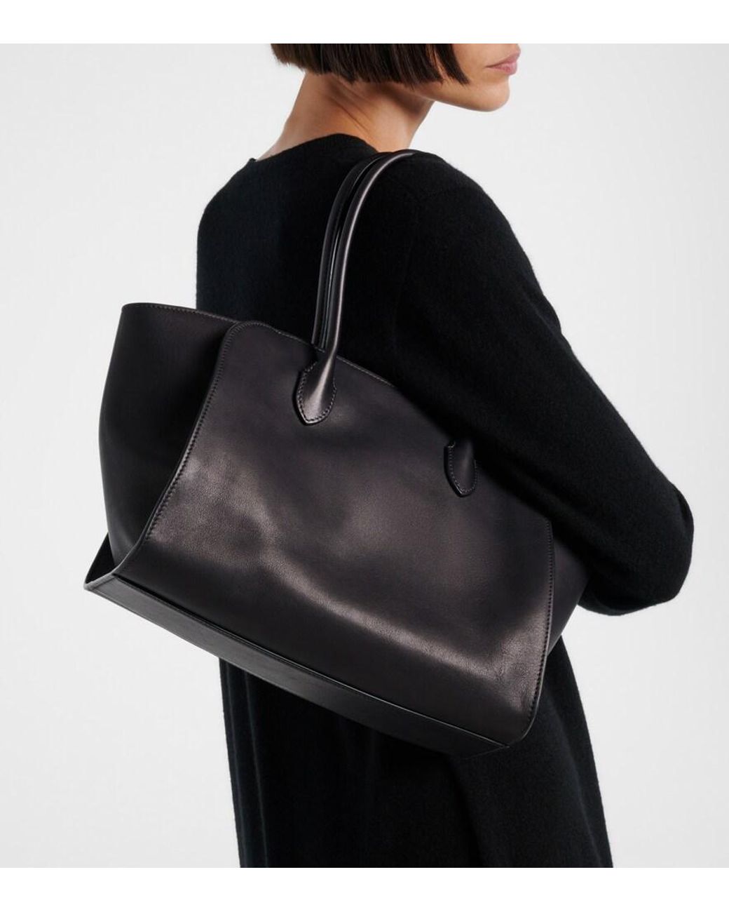 The Row Black Marlo 12 Leather Tote Bag