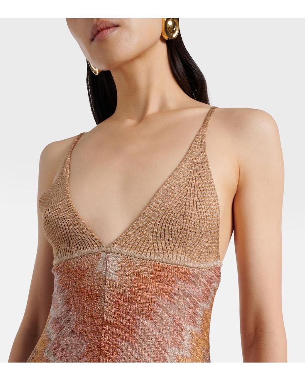 Missoni Brown Lame Midi Dress